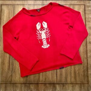 100% Cotton Red Lobster Crew Neck Sweater L Large